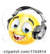 Cartoon Emoticon Face Icon With Music Headphones by AtStockIllustration