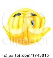Cartoon Emoticon Face Icon Hiding Behind Hands