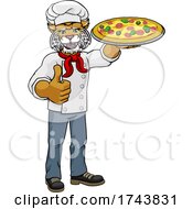 Poster, Art Print Of Wildcat Pizza Chef Cartoon Restaurant Mascot