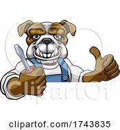 Poster, Art Print Of Bulldog Electrician Handyman Holding Screwdriver