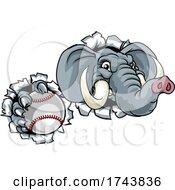 Poster, Art Print Of Elephant Baseball Ball Sports Animal Mascot