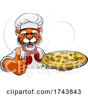 Poster, Art Print Of Tiger Pizza Chef Cartoon Restaurant Mascot Sign