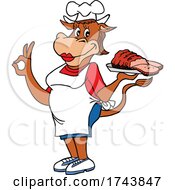 Poster, Art Print Of Female Chef Cow Holding Brisket And Gesturing Perfect