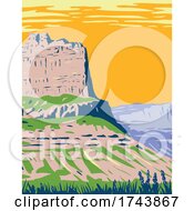 Poster, Art Print Of Scotts Bluff National Monument Located Near The City Of Gering In Nebraska Along The North Platte River Wpa Poster