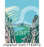 Poster, Art Print Of Paulina Peak View Of Newberry National Volcanic Monument Around Newberry Volcano In Oregon Usa Wpa Poster Art