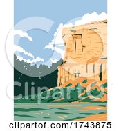 Wpa Poster Art Of Pompeys Pillar National Monument A Sandstone Pillar And Rock Formation Located In South Central Montana United States Done In Works Project Administration Style