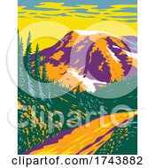 Poster, Art Print Of Mount Rainier National Park An Active Stratovolcano In The Cascades Located In Pierce County And Lewis County In Washington State Wpa Poster Art