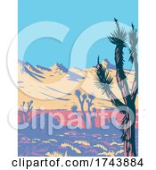 Poster, Art Print Of Castle Mountains Range And Joshua Tree In Mojave Desert Within Castle Mountains National Monument Located In California Wpa Poster Art
