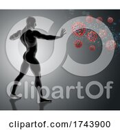 Poster, Art Print Of 3d Male Figure Holding Hand Out And Stopping Covid 19 Virus Cells