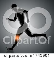 Poster, Art Print Of 3d Male Figure Running With Knee Highlighted