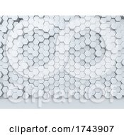 3D Abstract Background With A Wall Of Extruding Hexagons