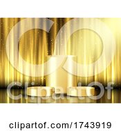 Poster, Art Print Of Golden Display Background With Podiums