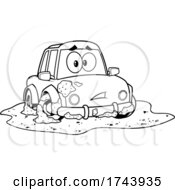 Poster, Art Print Of Black And White Dirty Car Stuck In A Mud Puddle