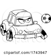 Poster, Art Print Of Black And White Tough Car Mascot Playing Soccer Or Football