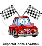 Poster, Art Print Of Happy Car With Racing Flags