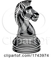 Poster, Art Print Of Knight Chess Piece Vintage Woodcut Style Concept