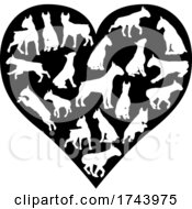 Poster, Art Print Of Bull Terrier Dog Heart Silhouette Concept