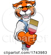 Poster, Art Print Of Tiger Painter Decorator Holding Paintbrush