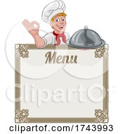 Poster, Art Print Of Chef Cook Baker Cartoon Man Menu Sign Background