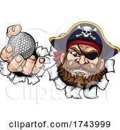 Poster, Art Print Of Pirate Golf Ball Sports Mascot Cartoon