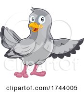 Pigeon Cute Cartoon Dove Bird Pointing With Wing by AtStockIllustration