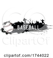 Poster, Art Print Of Baseball With Silhouettes And Grunge