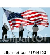 Poster, Art Print Of Sailors With American Flag