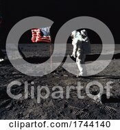 Poster, Art Print Of Astronaut Buzz Aldrin By An American Flag On The Moon