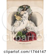 Poster, Art Print Of Girl Holding Her Pet Bird And Fruit