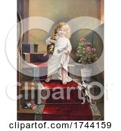 Poster, Art Print Of Little Girl On Stairs With Pets