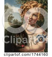 Poster, Art Print Of Curly Haired Girl With Her Dog