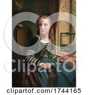 Poster, Art Print Of Girl With A Pet Bird On Her Chair