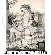 Poster, Art Print Of Little Girl Playing With Her Pet Deer