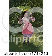 Poster, Art Print Of Happy Girl Holding A Giant Leaf Over Her Head