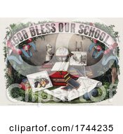 God Bless Our School Banner Over Books And Supplies