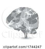 Poster, Art Print Of Abstract Background With Low Poly Design On Brain Silhouette