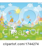 Poster, Art Print Of Puppy Playing In A Yard Or Park