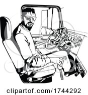 Poster, Art Print Of Black And White Truck Driver
