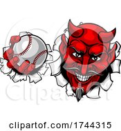 Poster, Art Print Of Devil Satan Baseball Ball Sports Mascot Cartoon