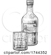Poster, Art Print Of Whiskey Bottle And Glass Drink Engraving Etching