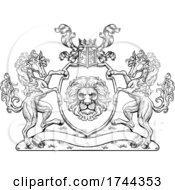 Coat Of Arms Crest Horses Lion Family Shield Seal