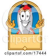 Rocket Mascot Cartoon Character On A Blank Tan Business Label Logo Or Sign