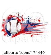 Poster, Art Print Of Baseball With American Stars And Grunge