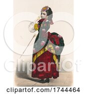 Poster, Art Print Of Woman In A Fashionable Rose Bustle Dress With A Big Butt