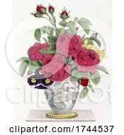 Poster, Art Print Of Peacock Vase Of Flowers On A White Background