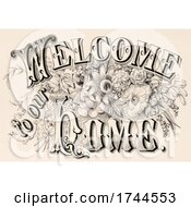 Poster, Art Print Of Vintage Welcome To Our Home Design With Flowers