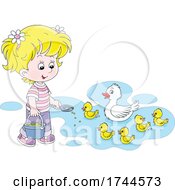 Poster, Art Print Of Girl Feeding Ducks