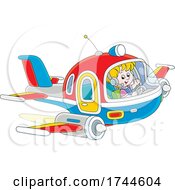 Boy Pilot Waving And Flying A Plane