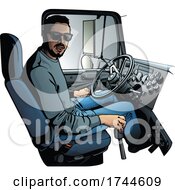 Poster, Art Print Of Trucker Sitting At The Wheel