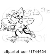 Poster, Art Print Of Cannabis Marijuana Pot Leaf Mascot Skateboarding And Smoking A Joint